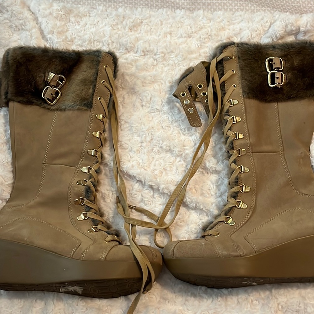Cascade tan thigh high boots
